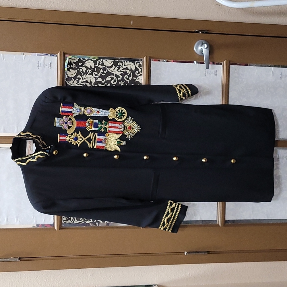 Vintage Adam Douglass Adrianna Papell Blue Coatdress 10 British Medal De…